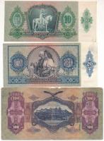 1930. 100P + 1936. 10P + 1941. 20P mind zöld színű, hamis nyilaskeresztes felülbélyegzéssel T:UNC-F