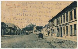 1909 Kőhalom, Reps, Rupea; Untere Gasse / Alsó utca, vár, Hotel Schlosser szálloda. (W.L. ?) 1785. / street view, castle, hotel (b)