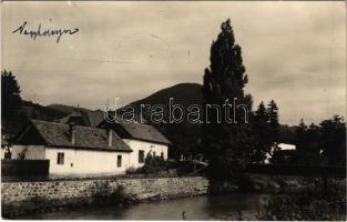 1940 Nagybánya, Baia Mare; híd / bridge. photo + &quot;1940 Nagybánya visszatért&quot; So. Stpl. (EK)