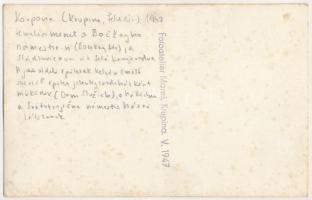 1947 Korpona, Krapina; Temetési menet vonul a Bockayho námestie-n (Bocskay tér) a Sládkovicova utca ...