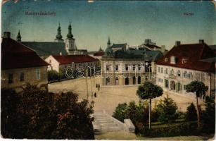 1911 Marosvásárhely, Targu Mures; Vártér, üzletek. Porjes S. Sándor kiadása / Castle Square, shops (EB)