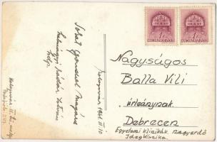 1940 Kolozsvár, Cluj; bevonulás, magyar címer, Mátyás király szobor, leventék / entry of the Hungari...