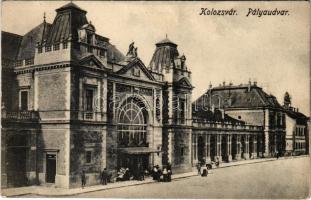 1918 Kolozsvár, Cluj; Pályaudvar, vasútállomás / railway station (EK)