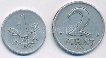 1946. 1Ft Al "Kossuth-címer" + 1946. 2Ft Al "Kossuth-címer" T:VF Adamo F6, F7