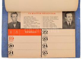 Franklin Társulat naptártartója és 1942-es naptára, szakadt fedőlappal, benne a kiadó könyveinek rek...