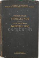 Wilhelm Ewald: Siegelkunde. [Pecséttan.]/ Felix Hauptmann: Wappenkunde. [Heraldika.] Handbuch der Mittelalterlichen und Neueren Geschichte. Hrsg. G. v. Below und F. Meinecke. München - Berlin, 1914, R. Oldenbourg, XIV+244 p.+40 t.; VIII+61+3 p.+ 4 t.+4 p. Német nyelven. Fekete-fehér képtáblákkal. Kiadói aranyozott egészvászon-kötés, márványozott, festet lapélekkel, kopott, foltos borítóval, javított gerinccel, ceruzás bejelölésekkel és aláhúzásokkal, régi intézményi bélyegzésekkel.