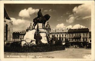 Kolozsvár, Cluj; Mátyás király szobra / statue, monument. Belle photo + &quot;1940 Kolozsvár visszatért&quot; So. Stpl.