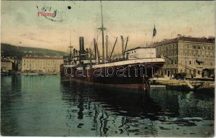 1906 Fiume, Rijeka; "SZÉLL KÁLMÁN" egycsavaros tengeri áruszállító gőzhajó a kikötőben / port with Hungarian cargo steamship. Lederer & Popper (fl)