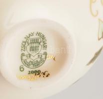 Zsolnay pillangó mintás váza, jelzett, hibátlan, m: 8,5 cm