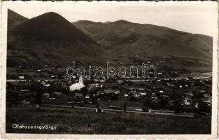 1943 Oláhszentgyörgy, Sangeorgiul Roman, Sangeorz-Bai; látkép, vasútállomás / general view, railway station