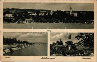 1949 Balatonszepezd, látkép, strand, Országzászló (EK)