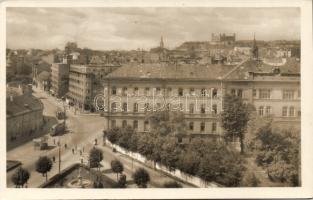 Pozsony Benes street Metropol building and hospital with tram