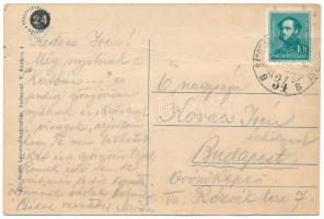 1935 Isaszeg, Honvéd szobor. Vasúti levelezőlapárusítás 229. (fa)