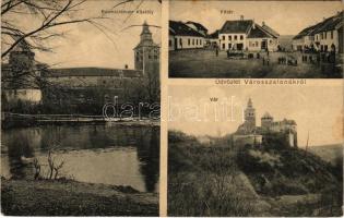 Városszalónak, Stadtschlaining; Baumkirchner kastély, Fő tér, piac, vár. Steiner Ferenc kiadása / castle, main square, market (Rb)