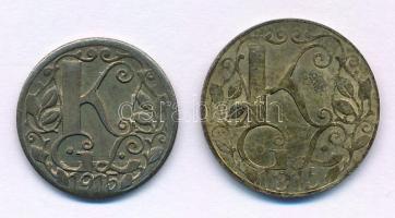 Ausztria / Marchtrenk hadifogolytábor 1915. 1h + 2h bronzozott Fe szükségpénz T:VF
Austria / Marcht...