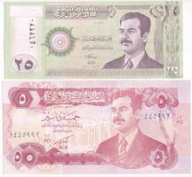 Irak 1992. 5D + 2001. 25D T:AU,XF Iraq 1992. 5 Dinars + 2001. 25 Dinars C:AU,XF