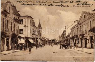 Pöstyén, Piestany; Ferenc József út, Urbán Miksa üzlete. Vasúti levelezőlapárusítás 4808. / street view, shops (Rb)