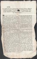 1837 Megye tisztújításának szabálytalanságai miatt elrendelt tisztújításról szóló hirdetmény Ferdinánd király, Pálffy Fidél és Duschek Ferenc által kiadmányozott rendelet.