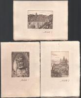 Sánta István (1957-), össz. 5 db mű: Budapesti panoráma, Gresham palota részletei és portré. Rézkarc...