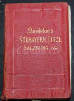 1912 Karl Baedekker: Südbayern, Tirol, Salzburg útikönyv térképekkel, Leipzig (gerinc sérült) / Tourist-book 684 p. (binding damaged)