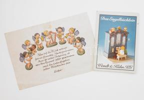 11 db Wendt &amp; Kühn zenélő figura. trombitás angyal Kézzel festett fa, jelzett. kb 6 cm nagyr...