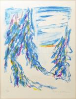 Bengt Olson (1930-): Absztrakt kompozíció. Litográfia, papír, jelzett. Számozott: 35/98. Üvegezett fakeretben. 47x39 cm