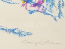 Bengt Olson (1930-): Absztrakt kompozíció. Litográfia, papír, jelzett. Számozott: 35/98. Üvegezett f...