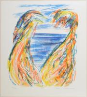 Bengt Olson (1930-): Absztrakt színes kompozíció. Litográfia, papír, jelzett. Számozott: 35/98. Üvegezett fakeretben. 47x39 cm