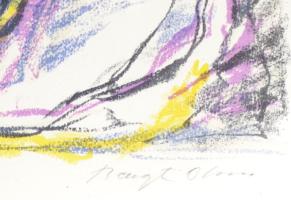 Bengt Olson (1930-): Átlós kompozíció. Litográfia, papír, jelzett. Számozott: 35/98. Üvegezett faker...