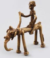 Elefántos harcos. Sanufo törzs, feltehetően Cote D'ivoire, viaszöntött bronz, 7x6,5 cm
