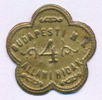 ~1850. Budapesti Magyar Királyi Állami Hidak - 4 Cu híd bárca (31x32mm) T:XF