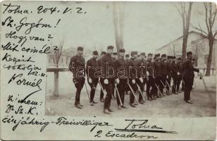 1904 Tolna, Einjährig Freiwilliger 2. Escardon / Egy éves önkéntes 2. század katonái. Magyar Imre Hungária körút 99 / Hungarian military, soldiers. photo (EK)