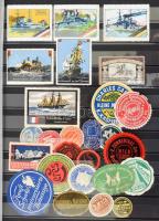 Legalább 600 darabos nagy levélzáró és reklámbélyeg gyűjtemény, benne pecsétbélyegekkel is. Magyar é...