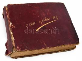 1903 Házassági gratuláló táviratok, emlékkönyvbe ragasztva, sérült