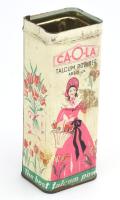 Caola talcum powder, régi hintőporos fémdoboz, fedél nélkül, m: 13,5 cm