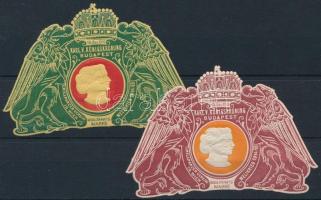 1916 Károly és Zita koronázása 2 db segélybélyeg kff változat / Königskrönung poster stamps