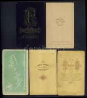 cca 1870-1890 5 db keményhátú fotó klf. magyar fényképészek műterméből / 5 vintage photos 7x11 cm