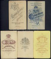 cca 1870-1890 5 db keményhátú fotó klf. magyar fényképészek műterméből / 5 vintage photos 7x11 cm