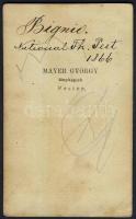 1866 Bignio Lajos (1839-1907) énekes, a Nemzeti Színház művésze keményhátú fotó, Mayer György fényké...