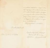 1854 Bírósági okmány gróf Nádasdy Ferenc (1801-1883) törvényszéki elnök aláírásával