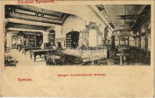 Eperjes, Presov; Berger kávéháza, belső, biliárdasztalok. Divald / cafe interior, pool tables (fl)