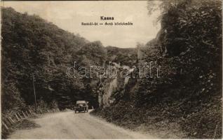 1916 Kassa, Kosice; Bankói út, autó közlekedés / automobile on the road to Bankov (r)