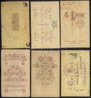 cca 1870-1890 6 db keményhátú fotó klf. magyar fényképészek műterméből / 6 vintage photos 7x11 cm