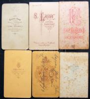 cca 1870-1890 6 db keményhátú fotó klf. magyar fényképészek műterméből / 6 vintage photos 7x11 cm