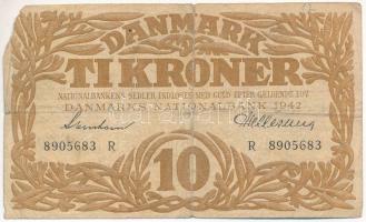 Dánia 1942. 10K "R" T:VG anyaghiány az egyik saroknál Denmark 1942. 10 Kroner "R" C:VG material error on one corner Krause P#31