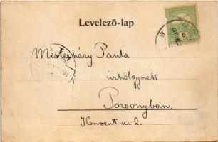 1902 Modor, Modra; Deák tér este, Gsellmann János és Adalbert Blau üzlete, Vendégfogadó, étterem / s...