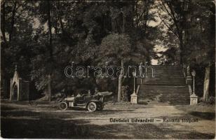 1914 Udvard, Dvory nad Zitavou; Kálvária főlépcső, autó. Kovács Béla kiadása / calvary stairs, automobile (EK)