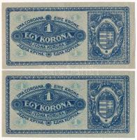 1920. 1K (2x) sorszámkövetők "aa 040 467039 - aa 040 467040" T:XF,VF Adamo K4