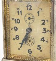 Utazóóra. Ébresztős, rugójáratos, jó állapotban, szervízelve, működik, kulccsal. fém és üveg házzal ...