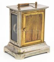 Utazóóra. Ébresztős, rugójáratos, jó állapotban, szervízelve, működik, kulccsal. fém és üveg házzal ...